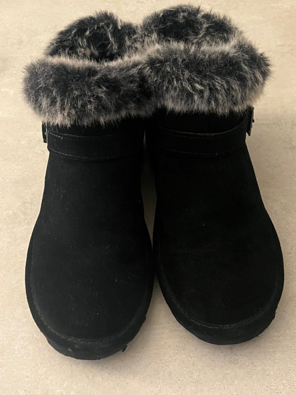 Brand New! Bearpaw Jasmine Suede Ankle Boots - Faux Fur Collar - Size 10 - Picture 4 of 4